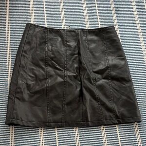 Free People Black Leather Mini Skirt
